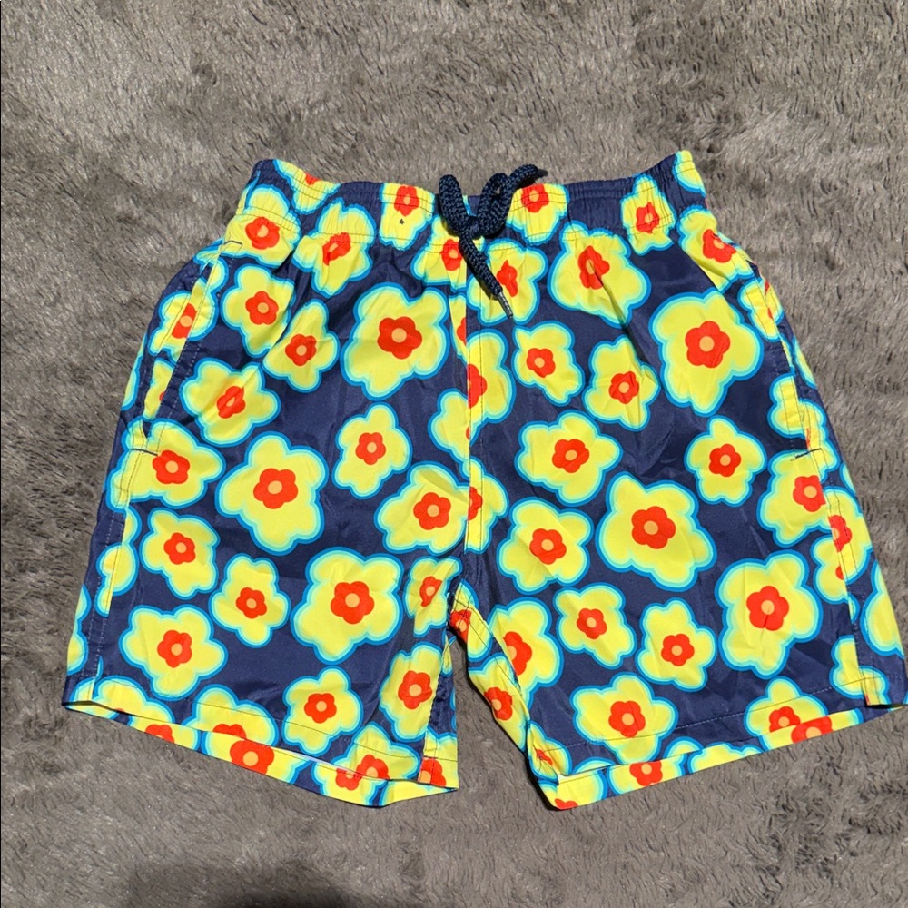 Vilebrequin Kids Blue and Yellow Floral swim trunks